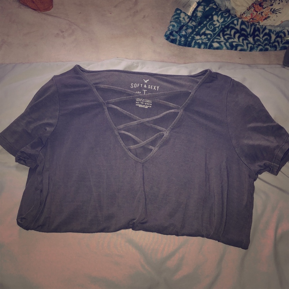 Grey cris cross shirt